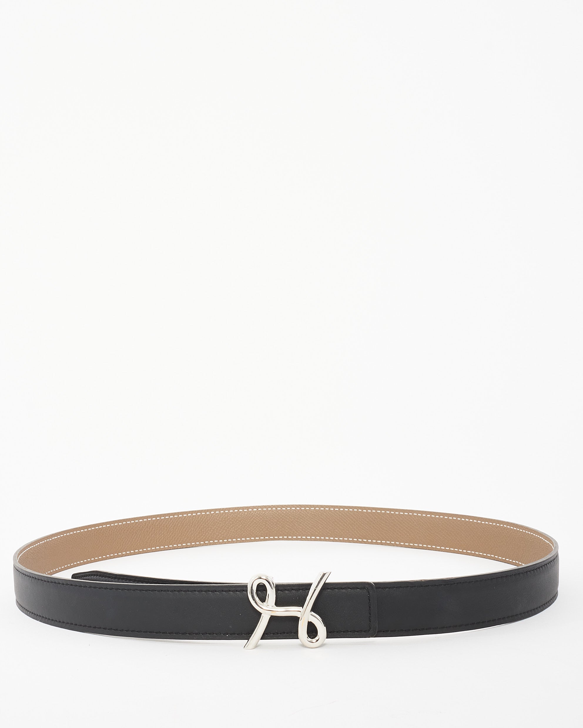 H Cursives belt buckle & Reversible leather strap 24 mm