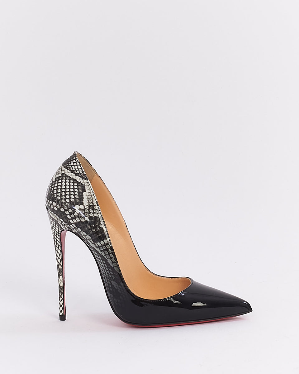 Christian Louboutin Black Patent Degrade Python So Kate 120mm