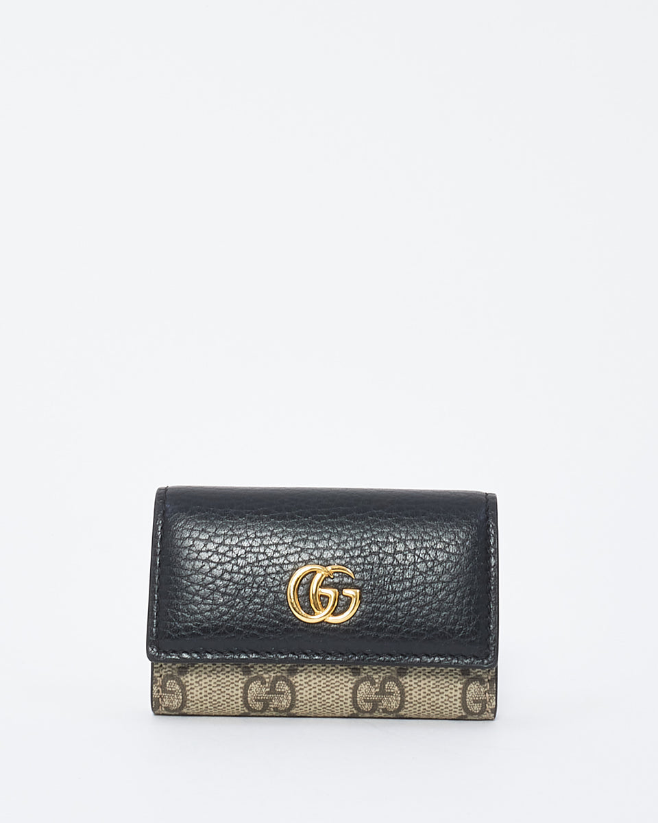 Gucci 6-Key Case in GG Supreme Canvas and Grained Blue Leather