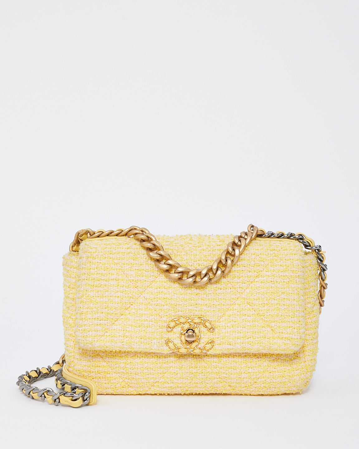 Buy Chanel Yellow Tweed Medium 19 Shoulder Bag - Authenticated Pre