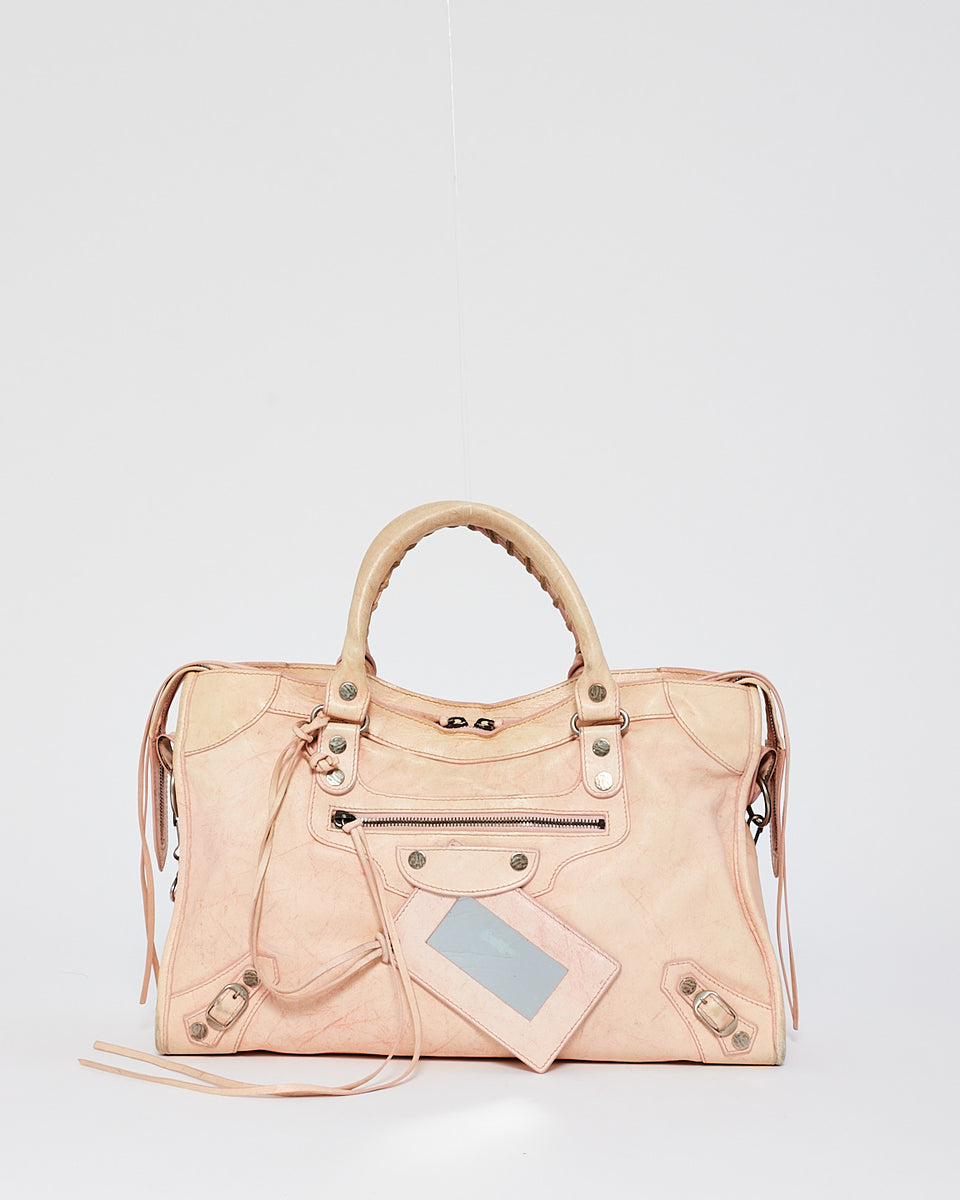 BALENCIAGA The City 115748 Editor's Leather Studs Bag Pink