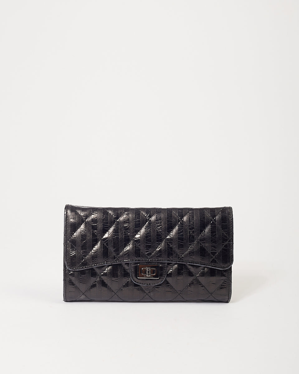 Chanel Black Shiny Leather 19 Long Flap Wallet – Boutique LUC.S