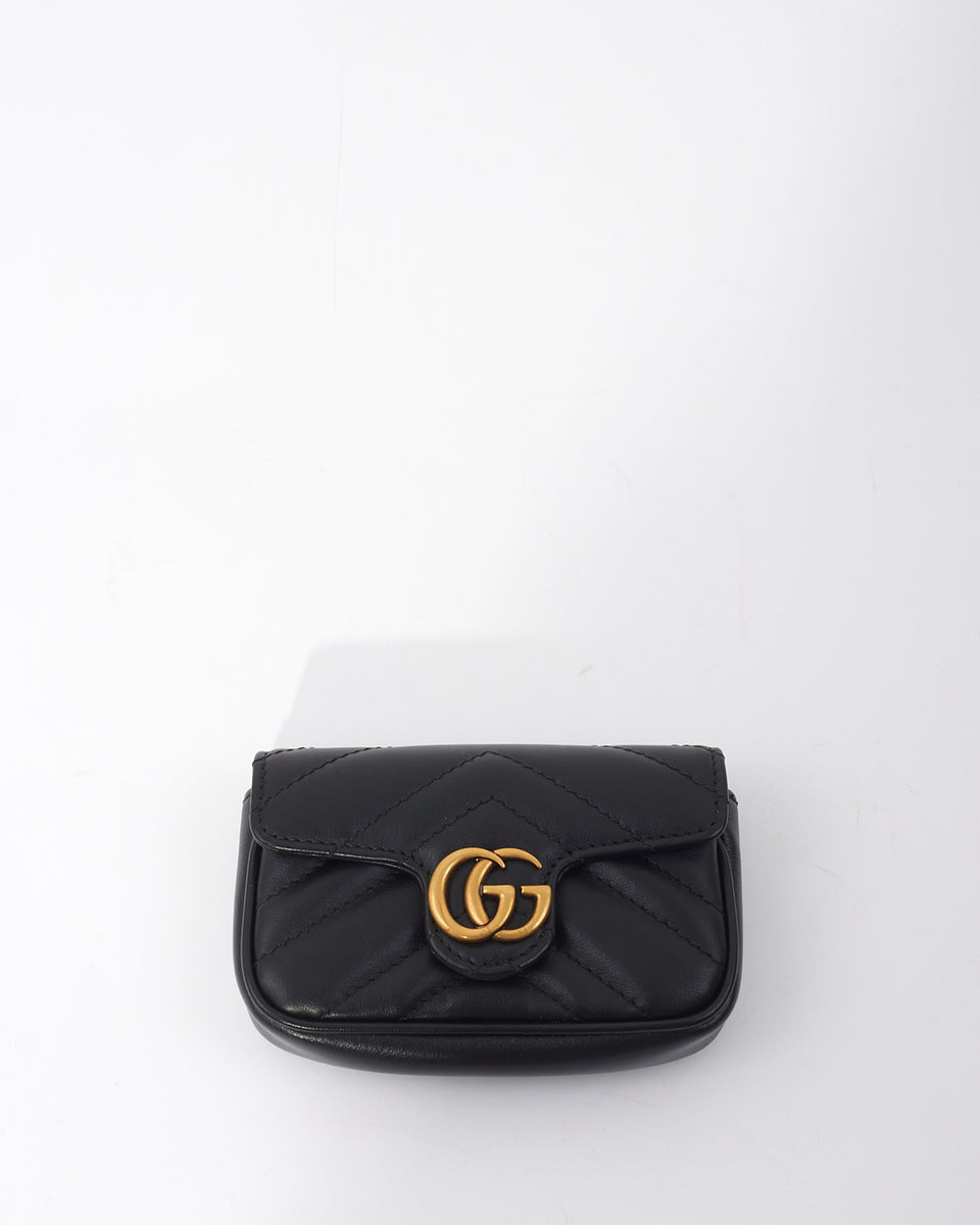 Gucci Marmont Mini Chain Bag in Black Grained Leather — UFO No More