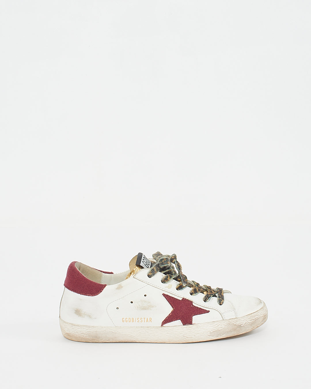 Golden Goose White Burgundy Super Star Sneakers 38