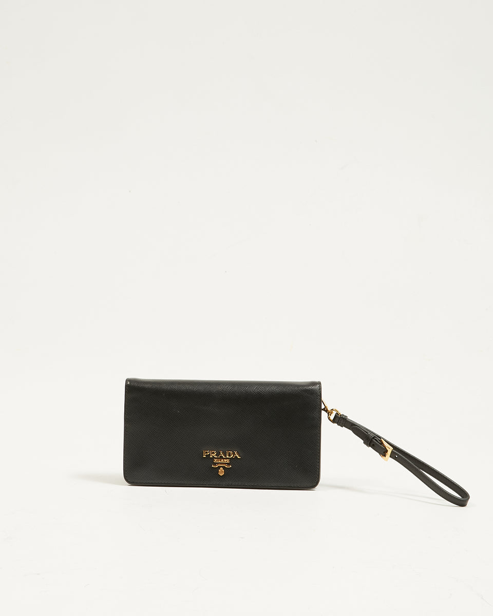 Black Prada Saffiano Wallet On Chain Crossbody Bag – Designer Revival