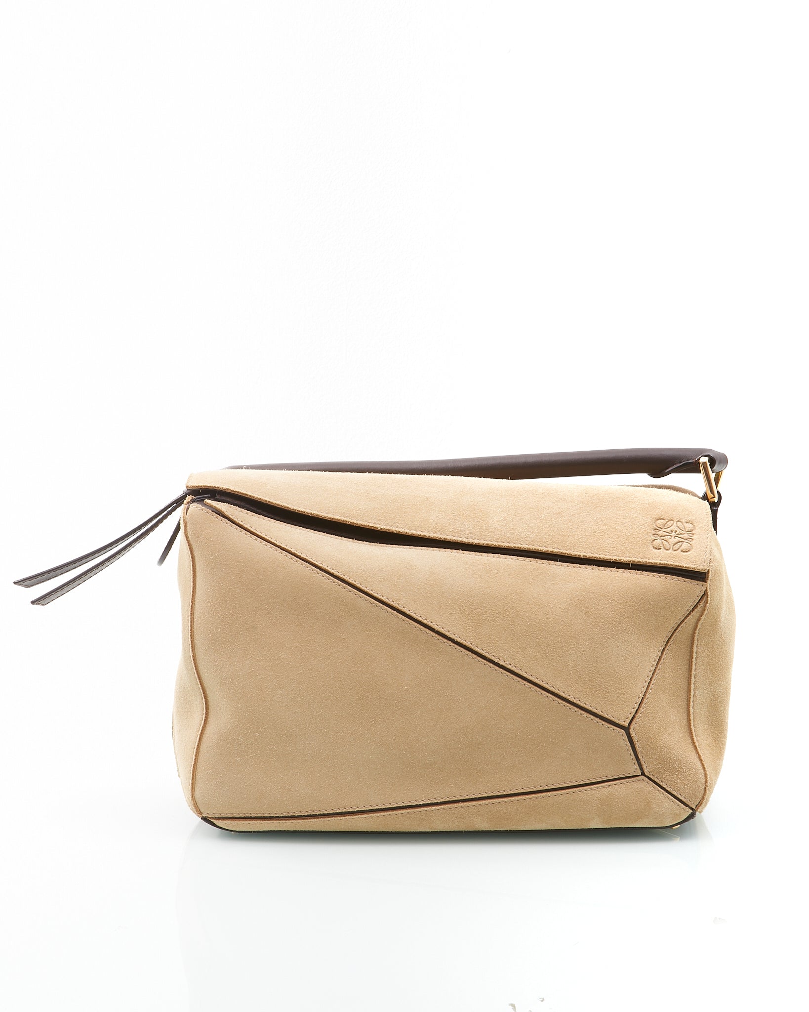 Loewe Beige Suede Puzzle Medium Puzzle Bag RETYCHE