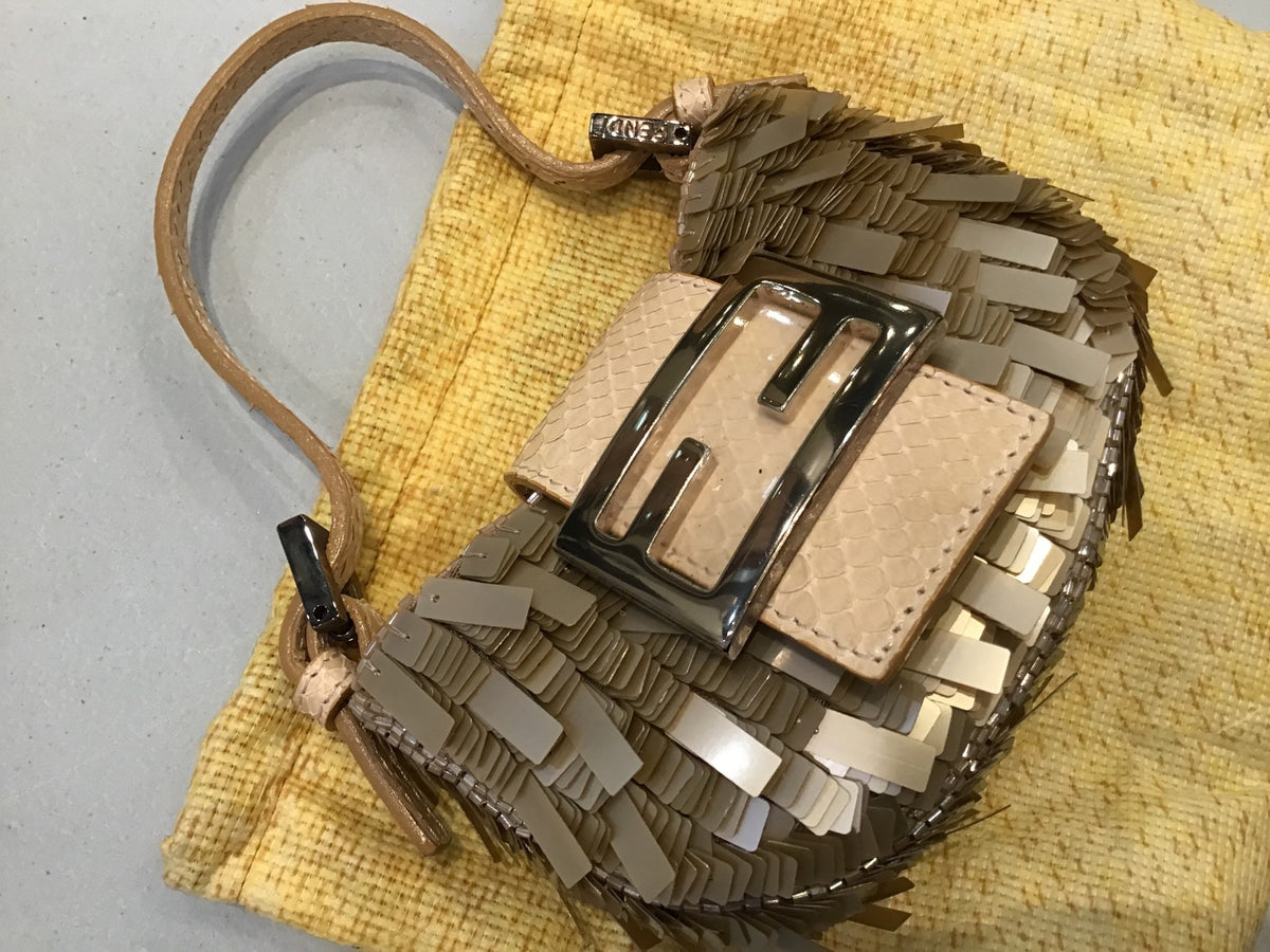 Fendi Sequin Micro Baguette - Gold Mini Bags, Handbags - FEN68790