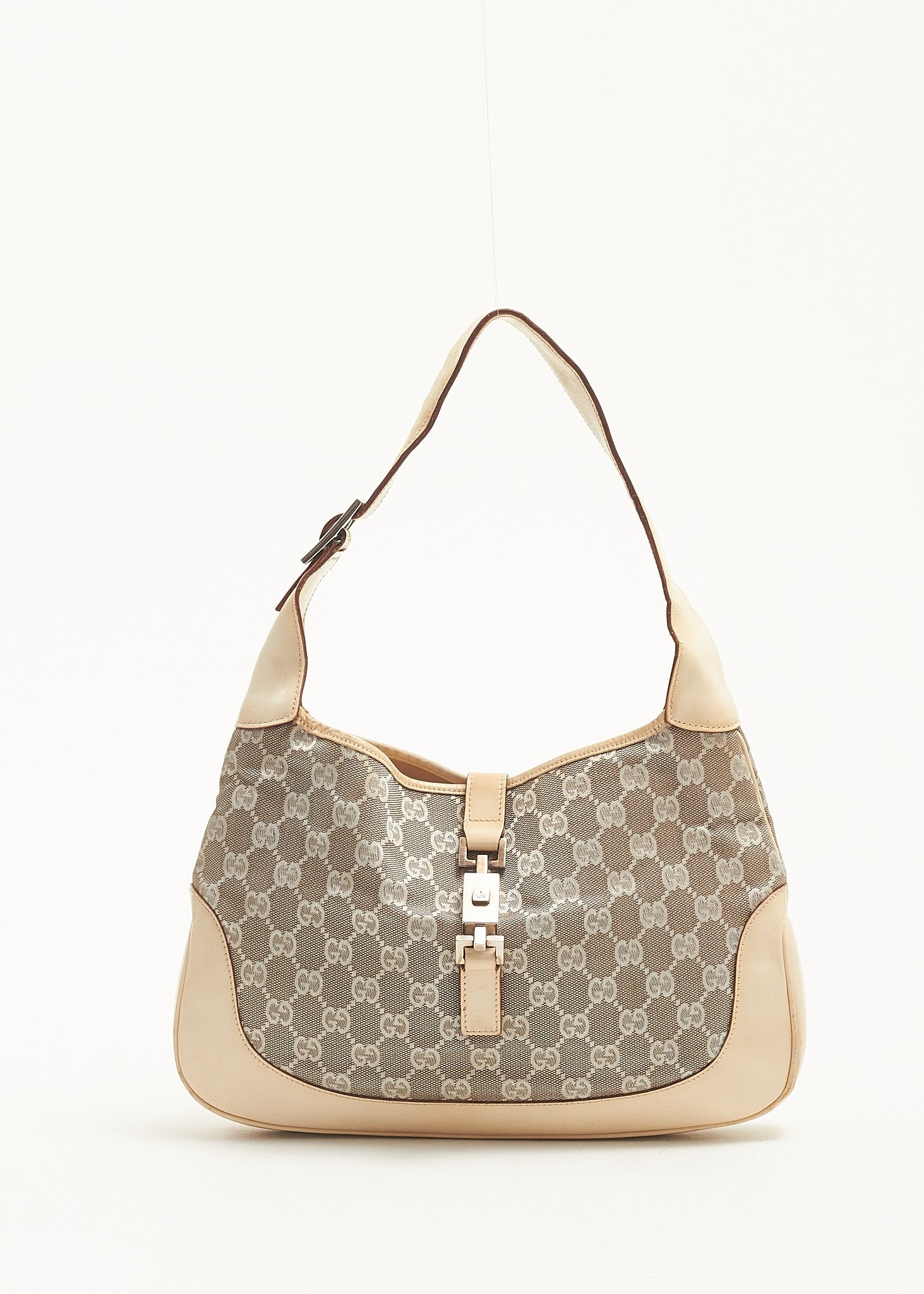 Gucci aqua white monogram Jackie shoulder popular bag