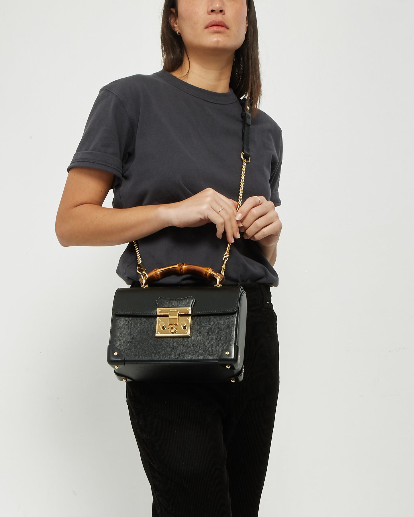 Gucci Black GG Guccissima Leather Small Emily Chain Shoulder Bag