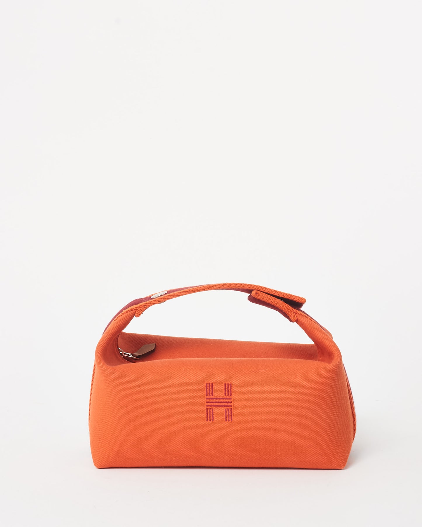 Hermès Orange & Burgundy Canvas Small Bride À Brac Bag