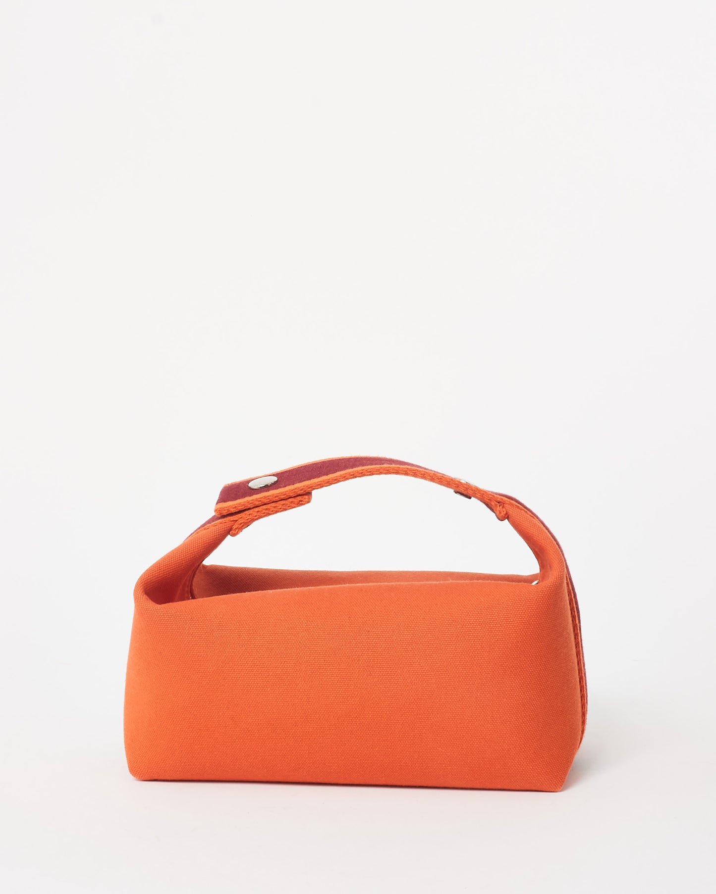 Hermès Orange & Burgundy Canvas Small Bride À Brac Bag