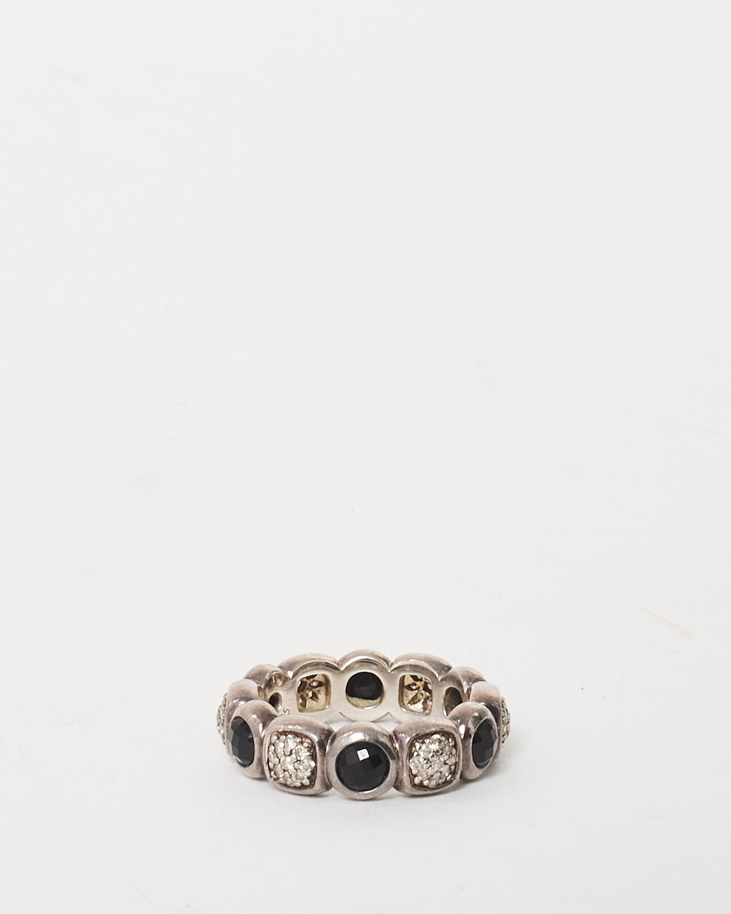 David Yurman Black Onyx & Pavé Chiclet Band Ring - 6