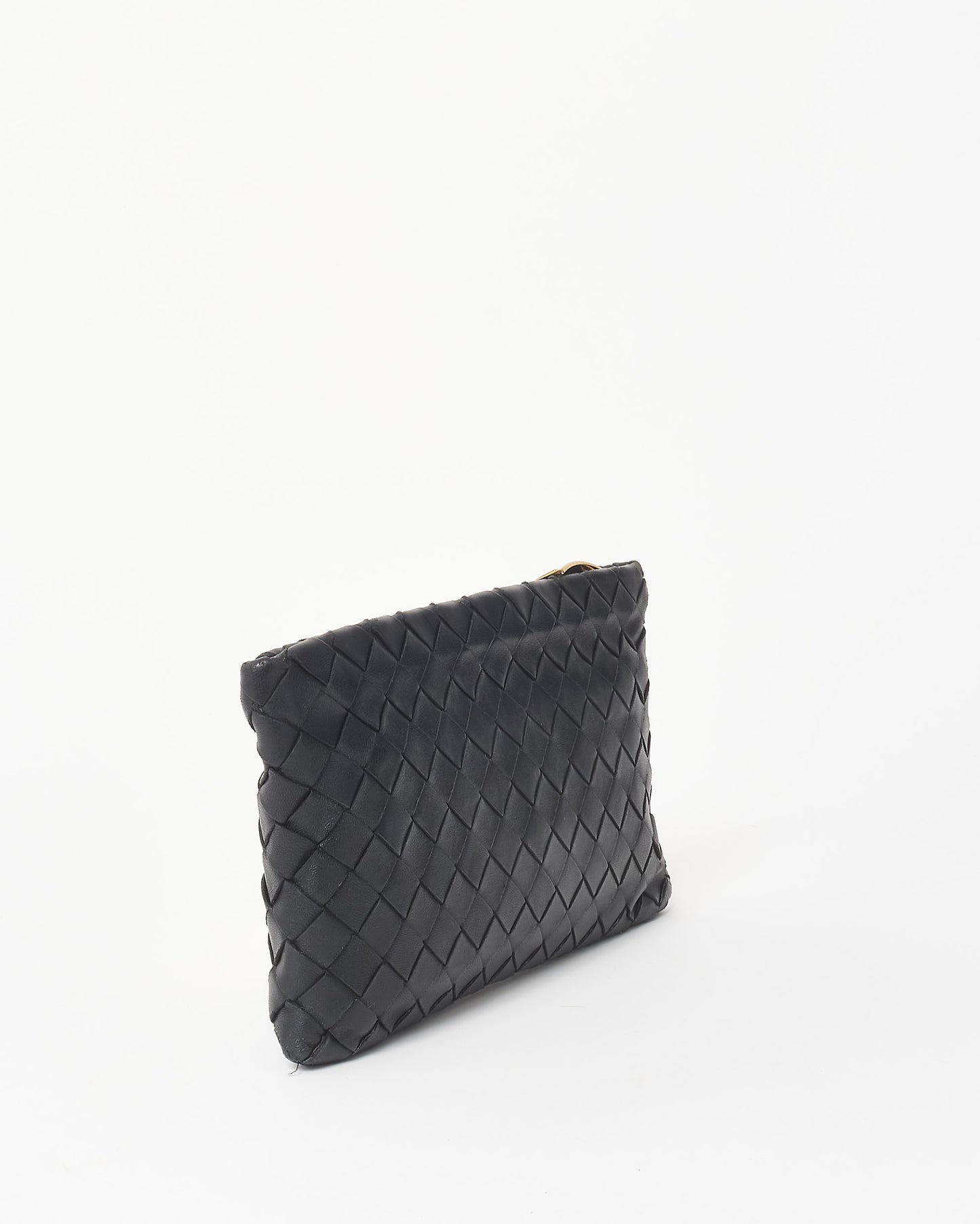 Bottega Veneta Black Intrecciato Leather Clutch