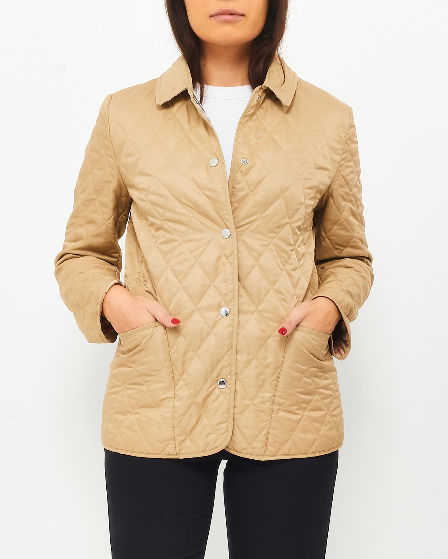 Burberry Beige Nylon Quilted Jacket - XS