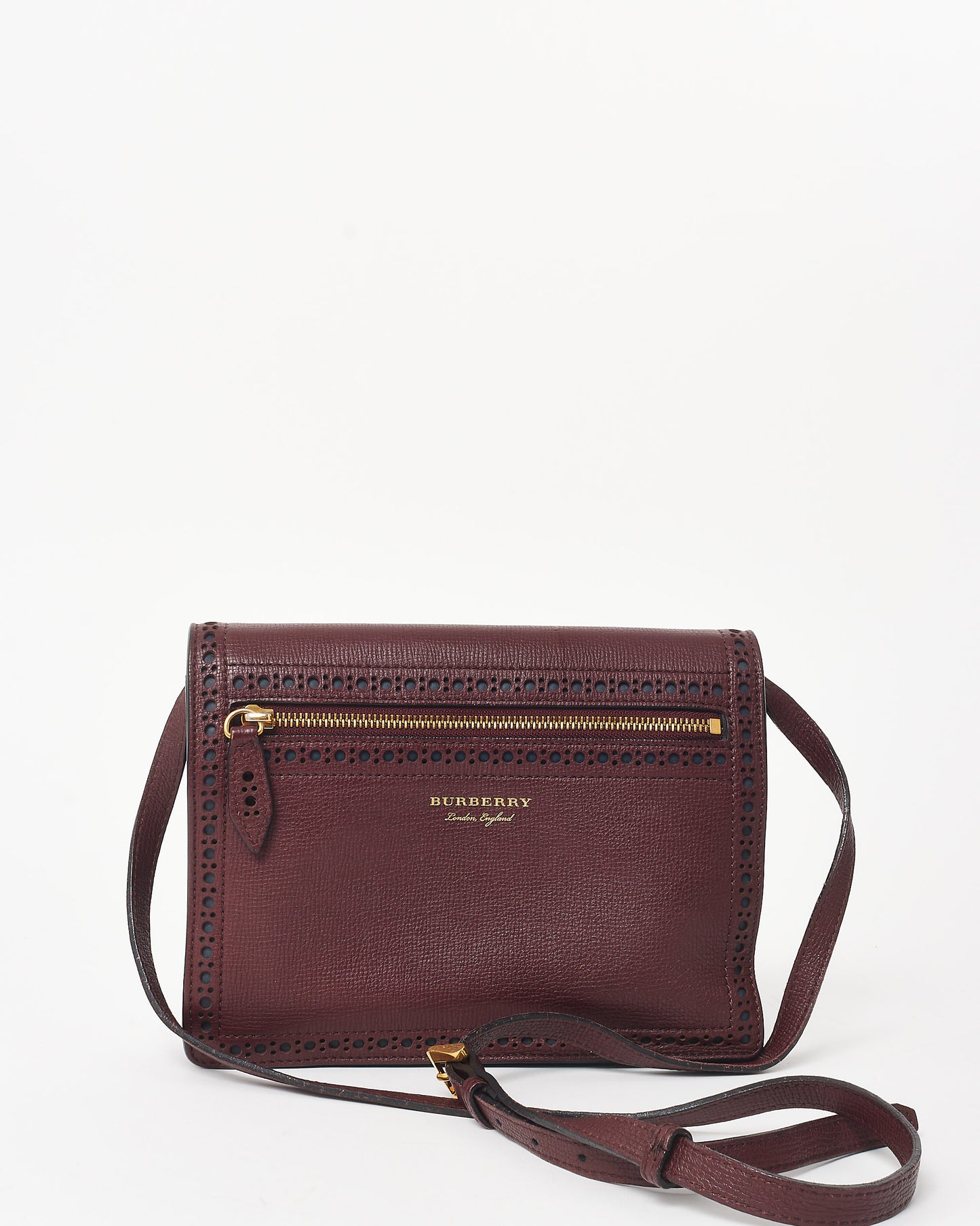 Burberry Burgundy Navy & White Leather Tassel Macken Crossbody Bags