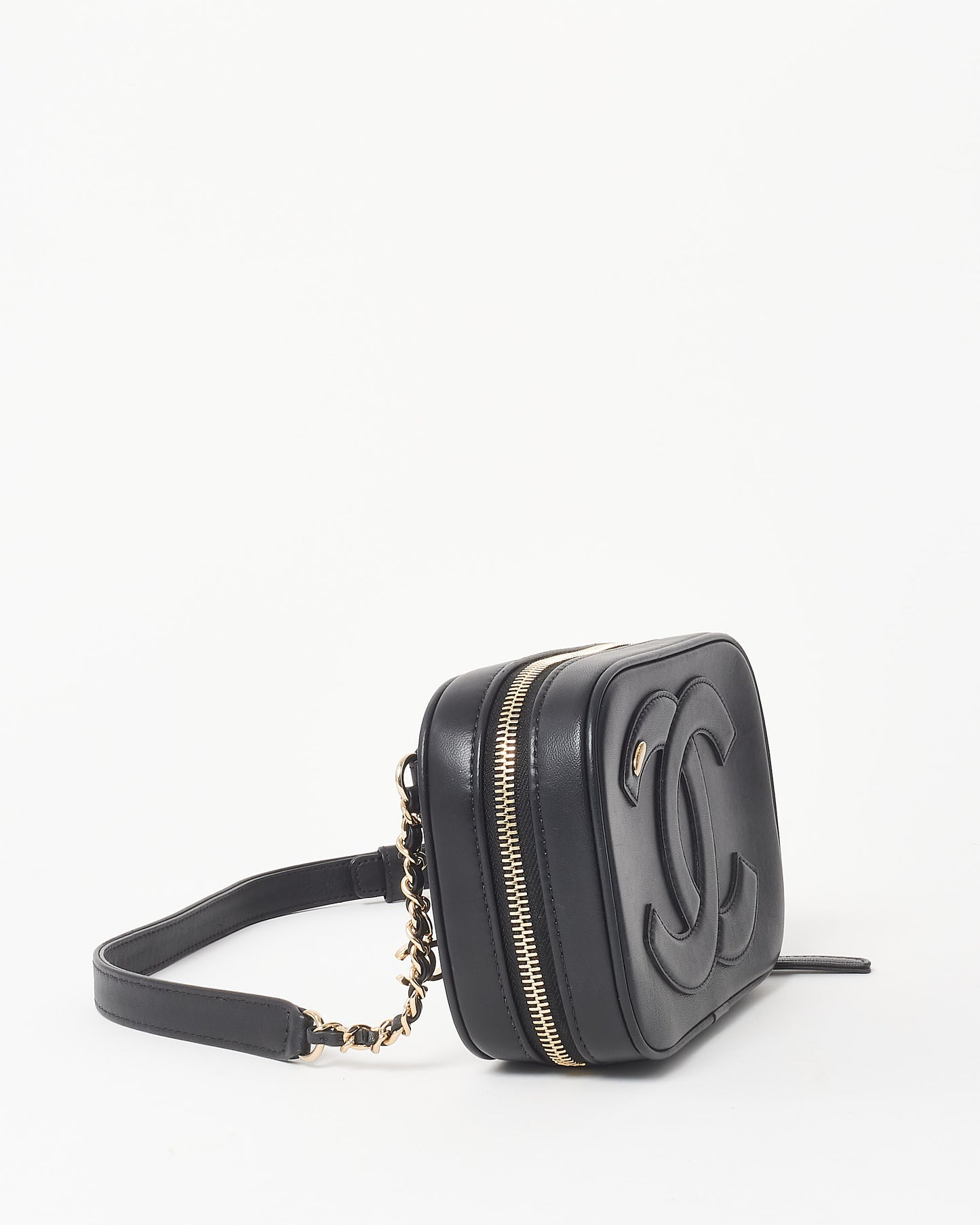 Chanel Black Lambskin Leather Embossed Logo Belt Bag