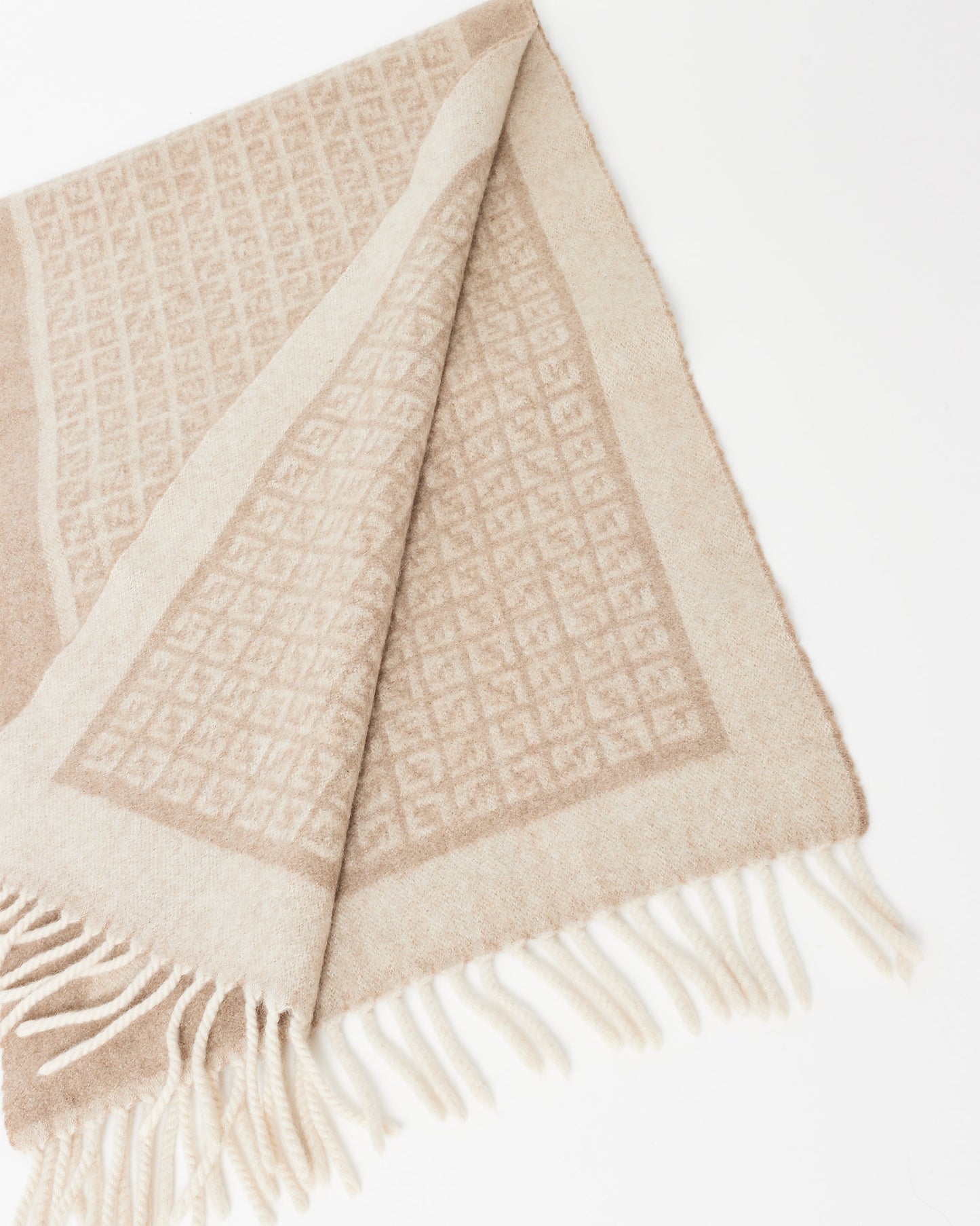 Fendi Beige Cashmere Zucchino Print Scarf