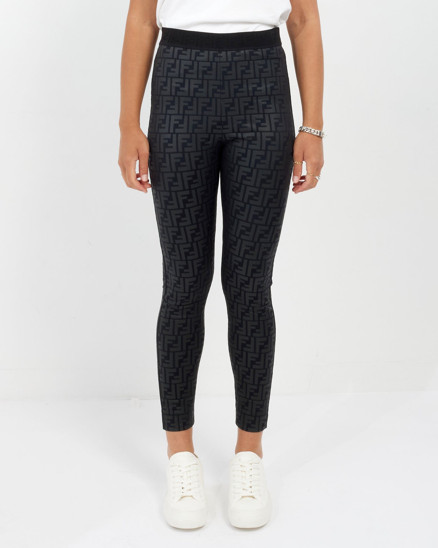 Fendi Black Zucca Print Monogram Leggings - 42