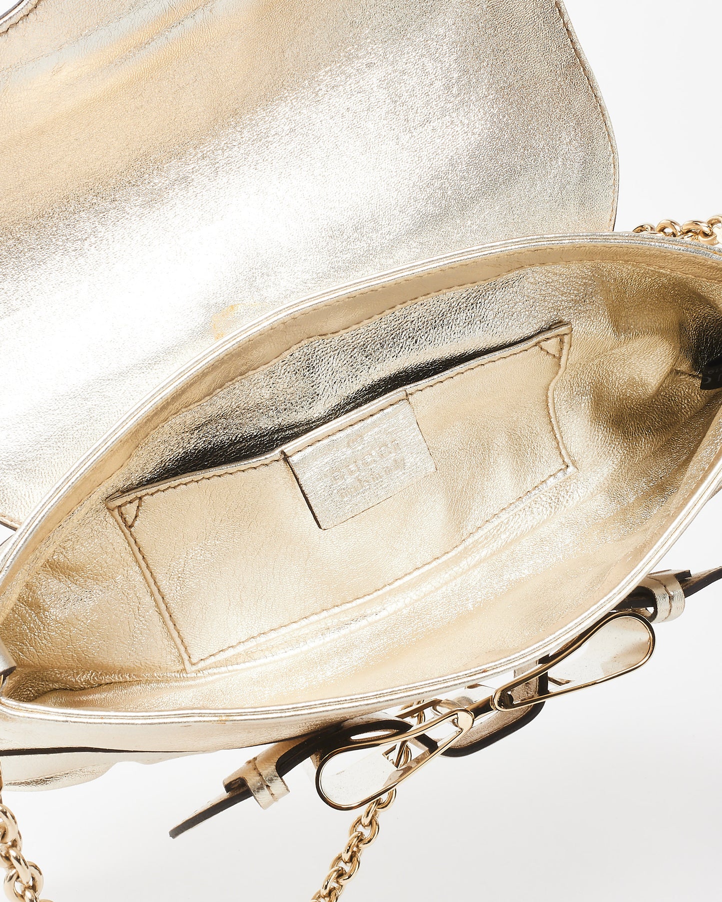 Gucci Vintage Gold Leather Bow Shoulder Clutch