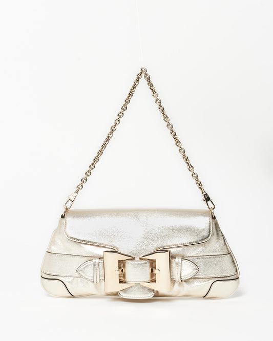 Gucci Vintage Gold Leather Bow Shoulder Clutch