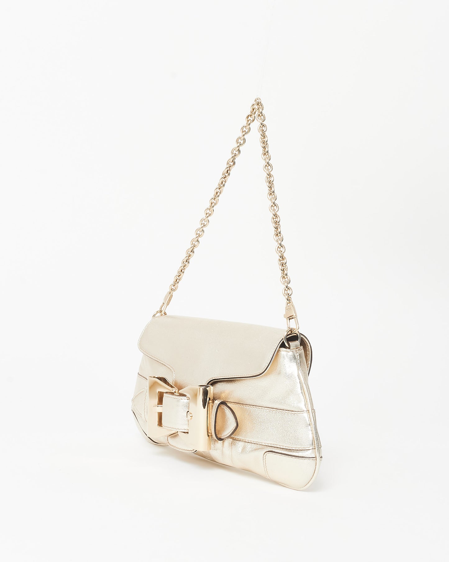 Gucci Vintage Gold Leather Bow Shoulder Clutch