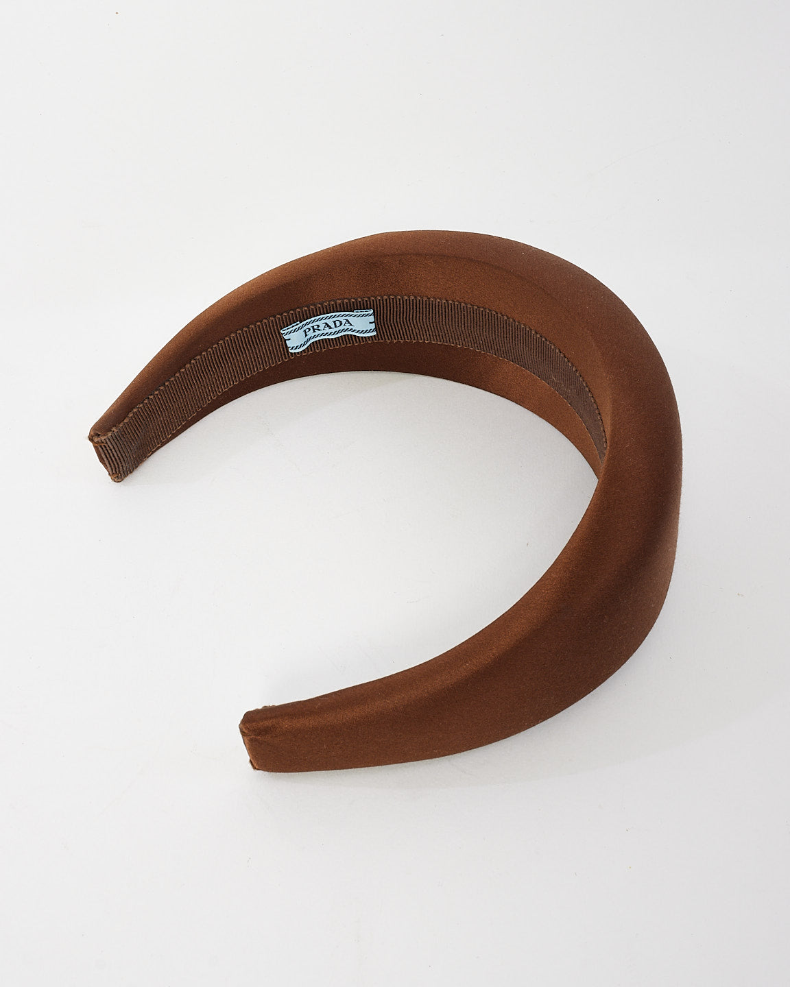 Prada Brown Satin Padded Headband