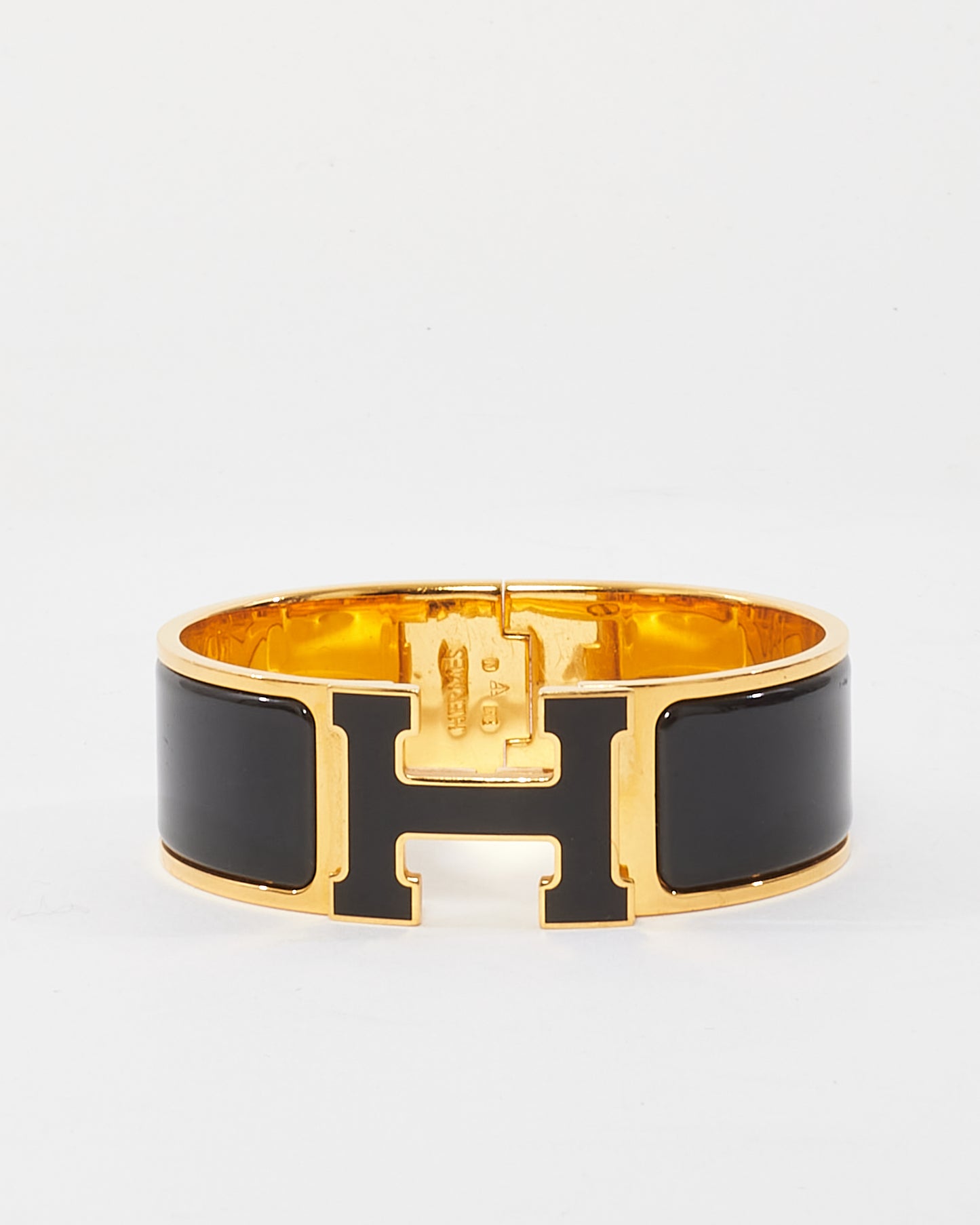 Hermès Black & Gold Wide Clic Clac Bracelet - PM