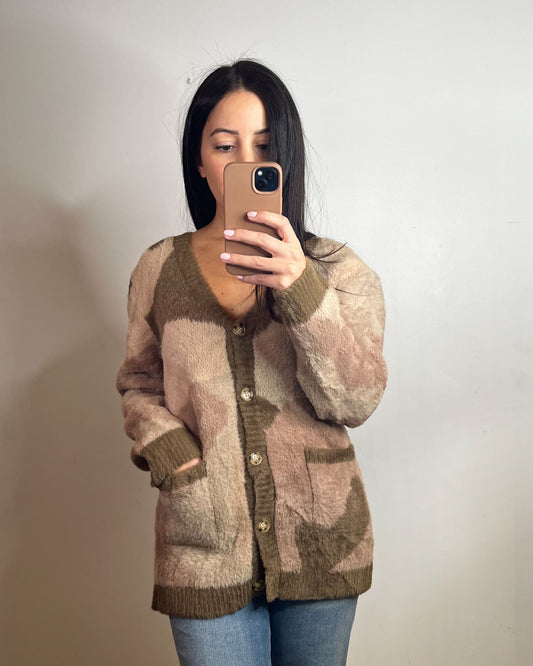 Ser.o.ya Beige Camo Talon Cardigan - M