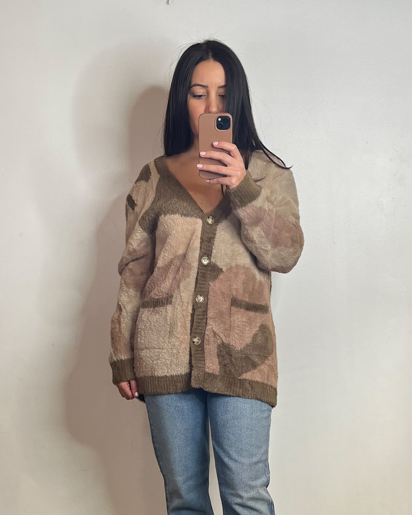 Ser.o.ya Beige Camo Talon Cardigan - M