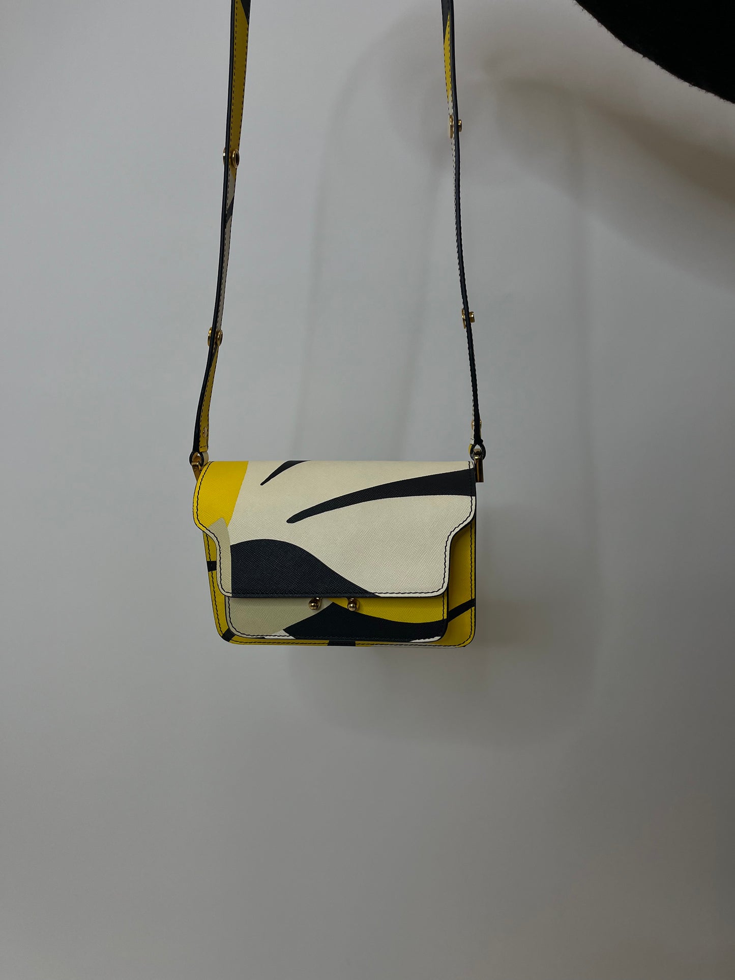 Marni Black White & Yellow Trunk Crossbody Bag