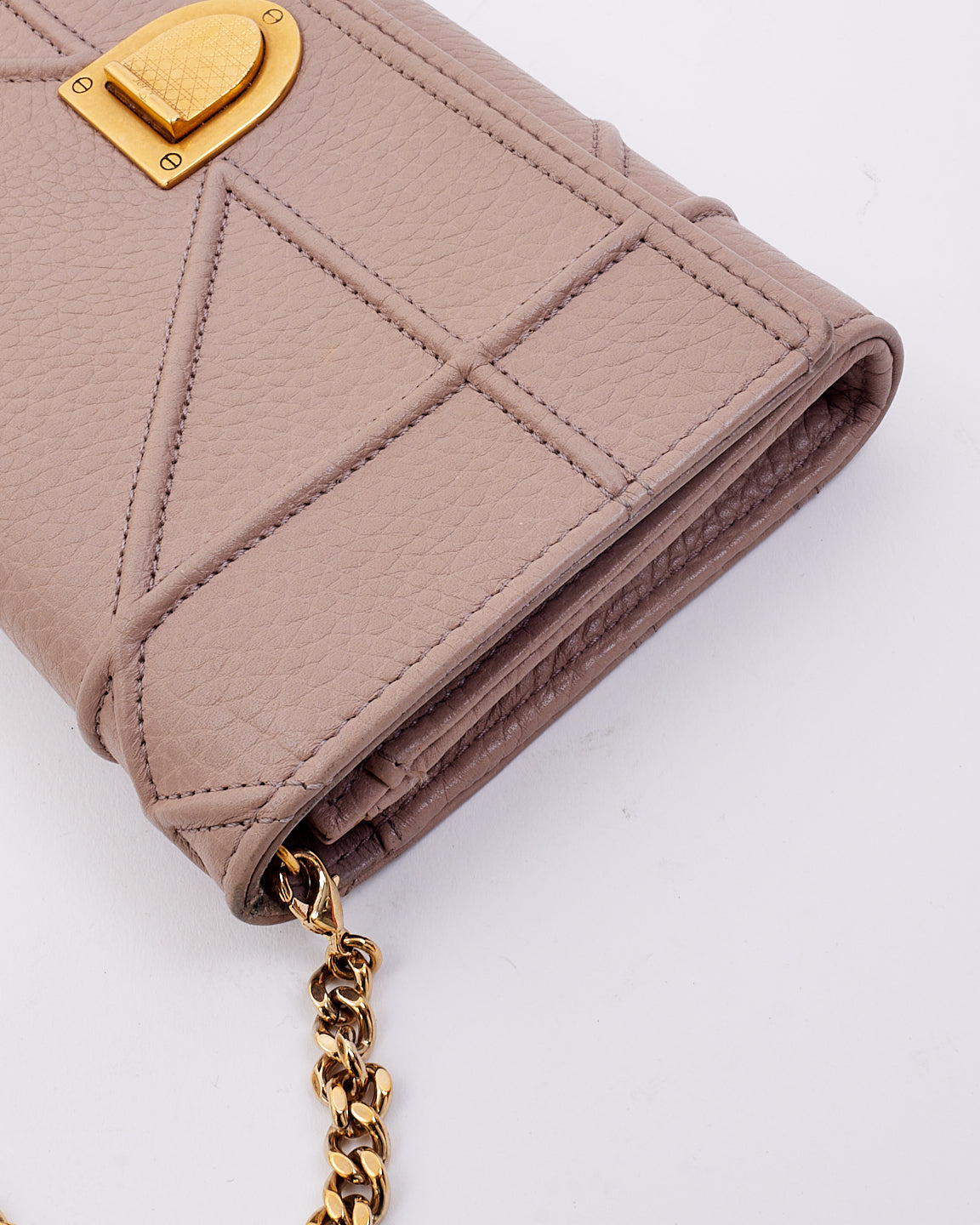 Dior Beige Grained Leather Diorama Wallet On Chain Clutch Bag