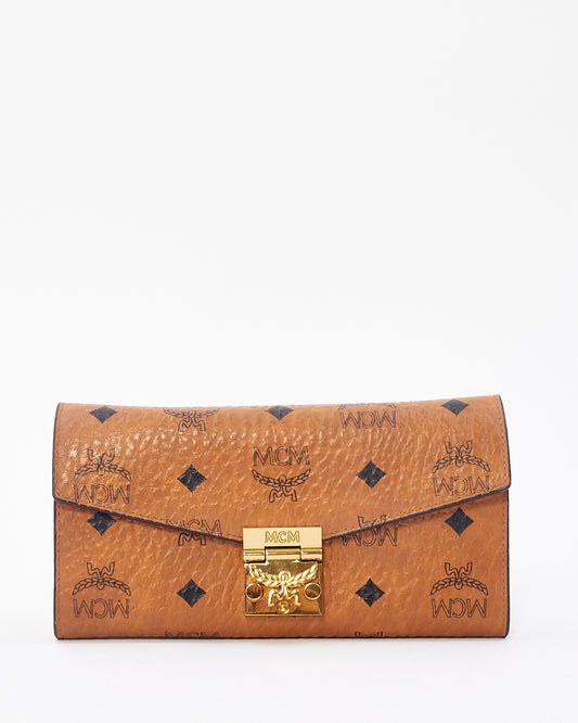 MCM Tan Monogram Visetos Tracy Wallet on Chain Crossbody Bag