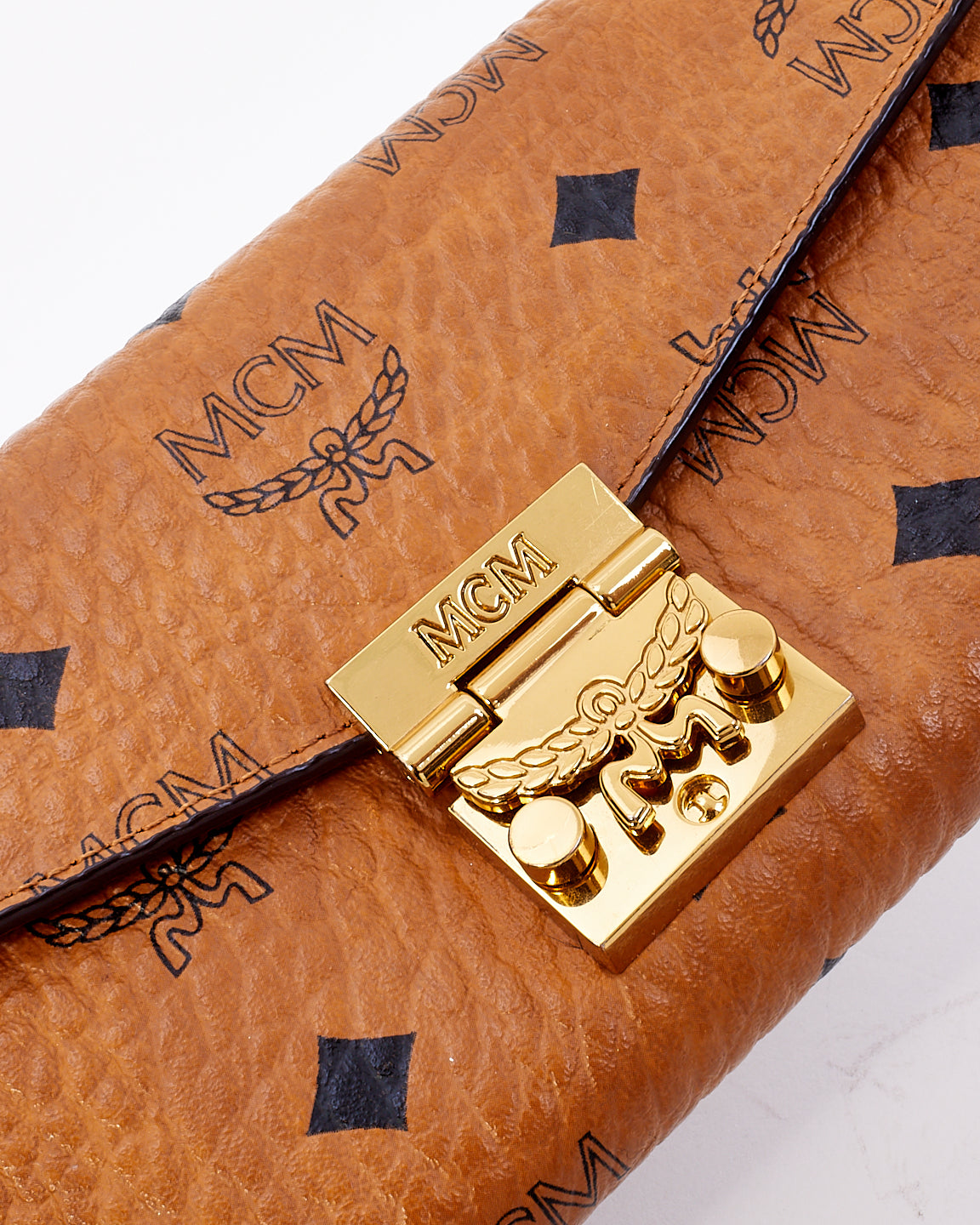 MCM Tan Monogram Visetos Tracy Wallet on Chain Crossbody Bag