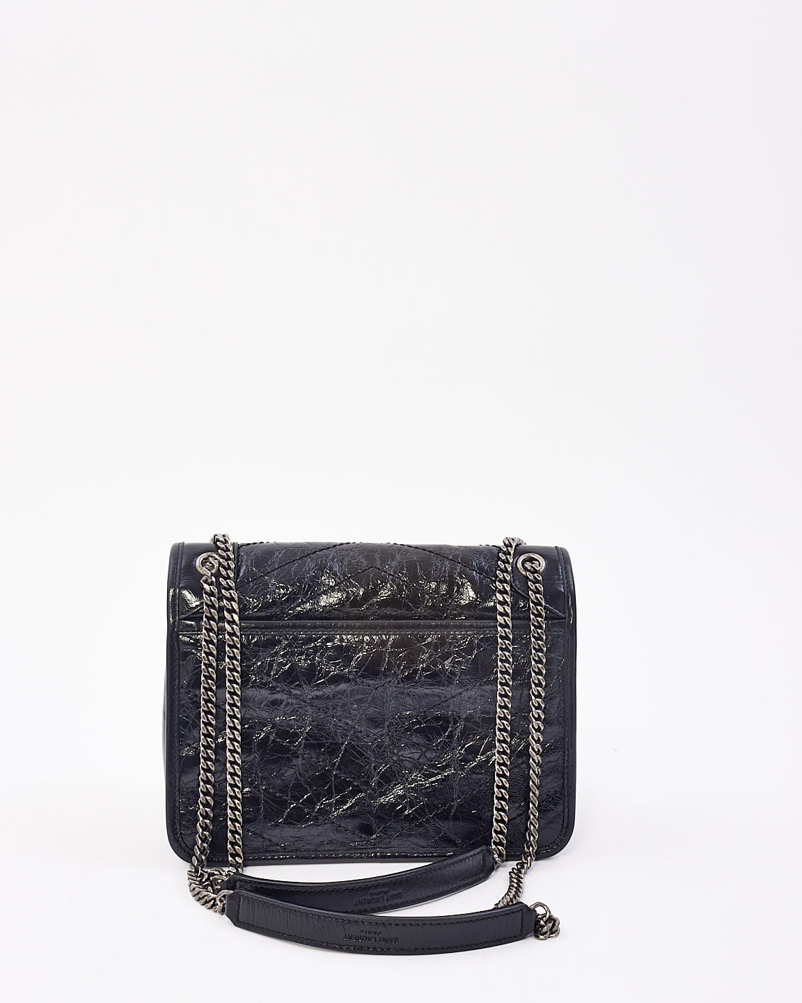 Saint Laurent Black Crinkled Vintage Leather Baby NikKi Chain Shoulder Bag