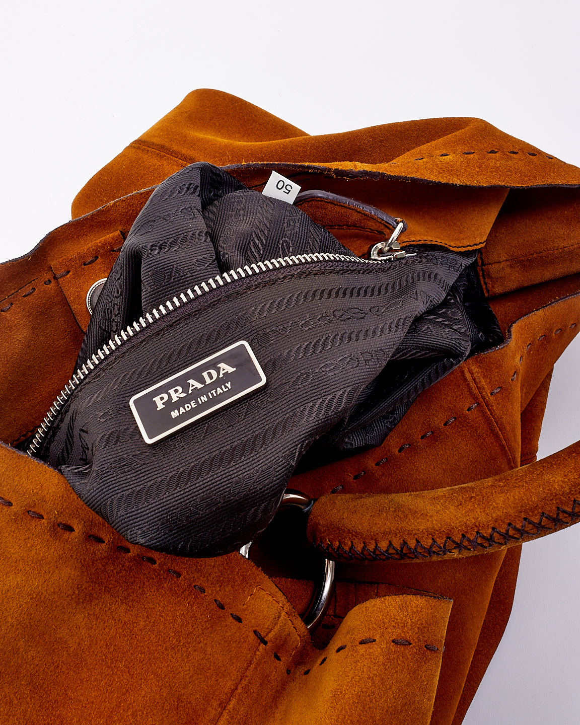 Prada Tan Suede Hobo Shoulder Bag