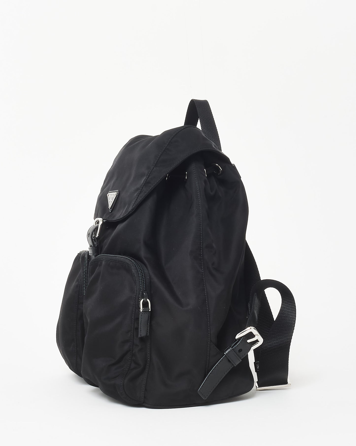 Prada Black Nylon Double Front Pocket Re-Nylon Medium Backpack