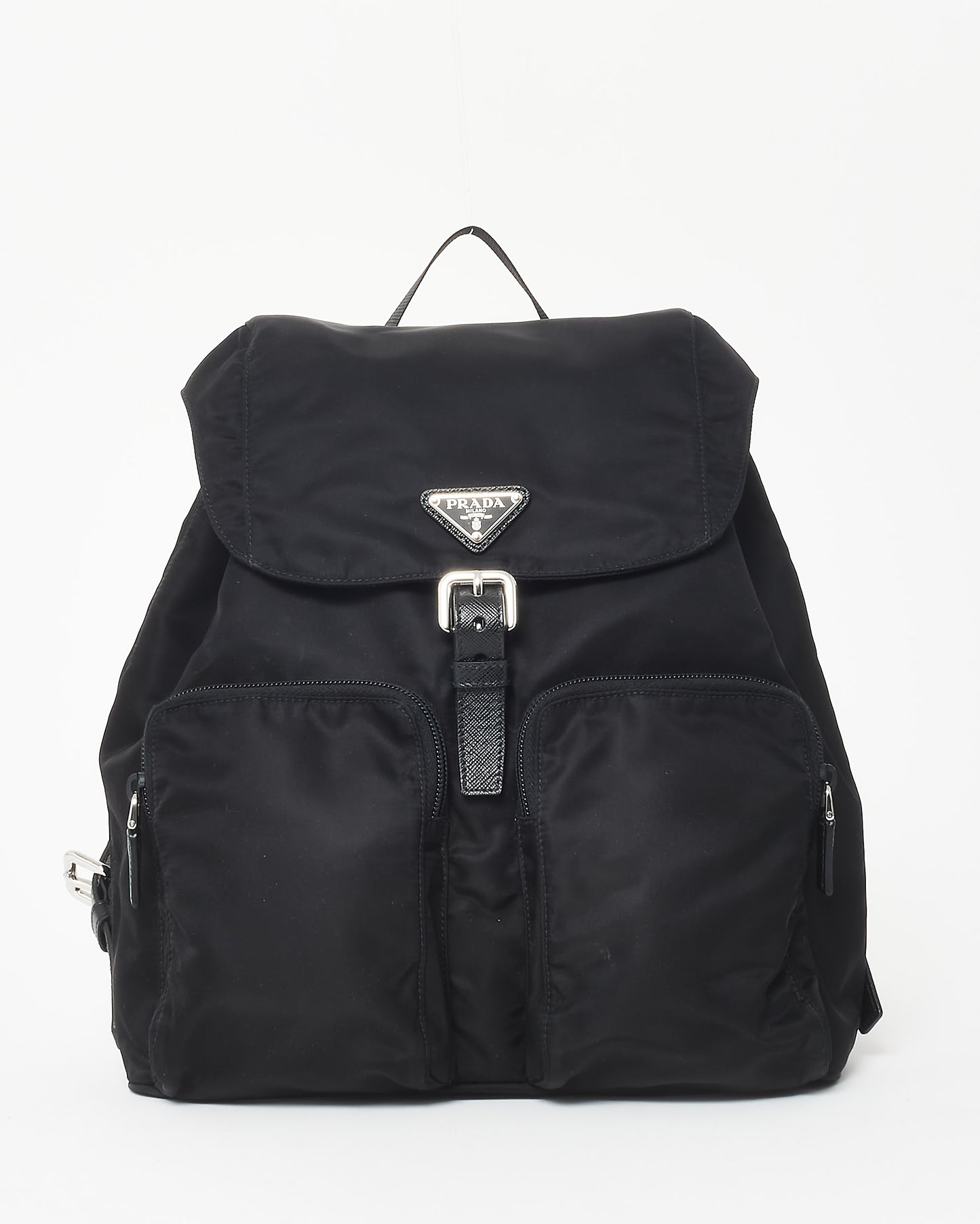 Prada Black Nylon Double Front Pocket Re-Nylon Medium Backpack