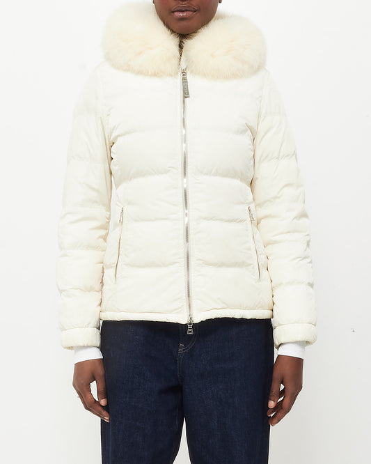 Prada White Down & Fur Hood Ski Jacket - XS