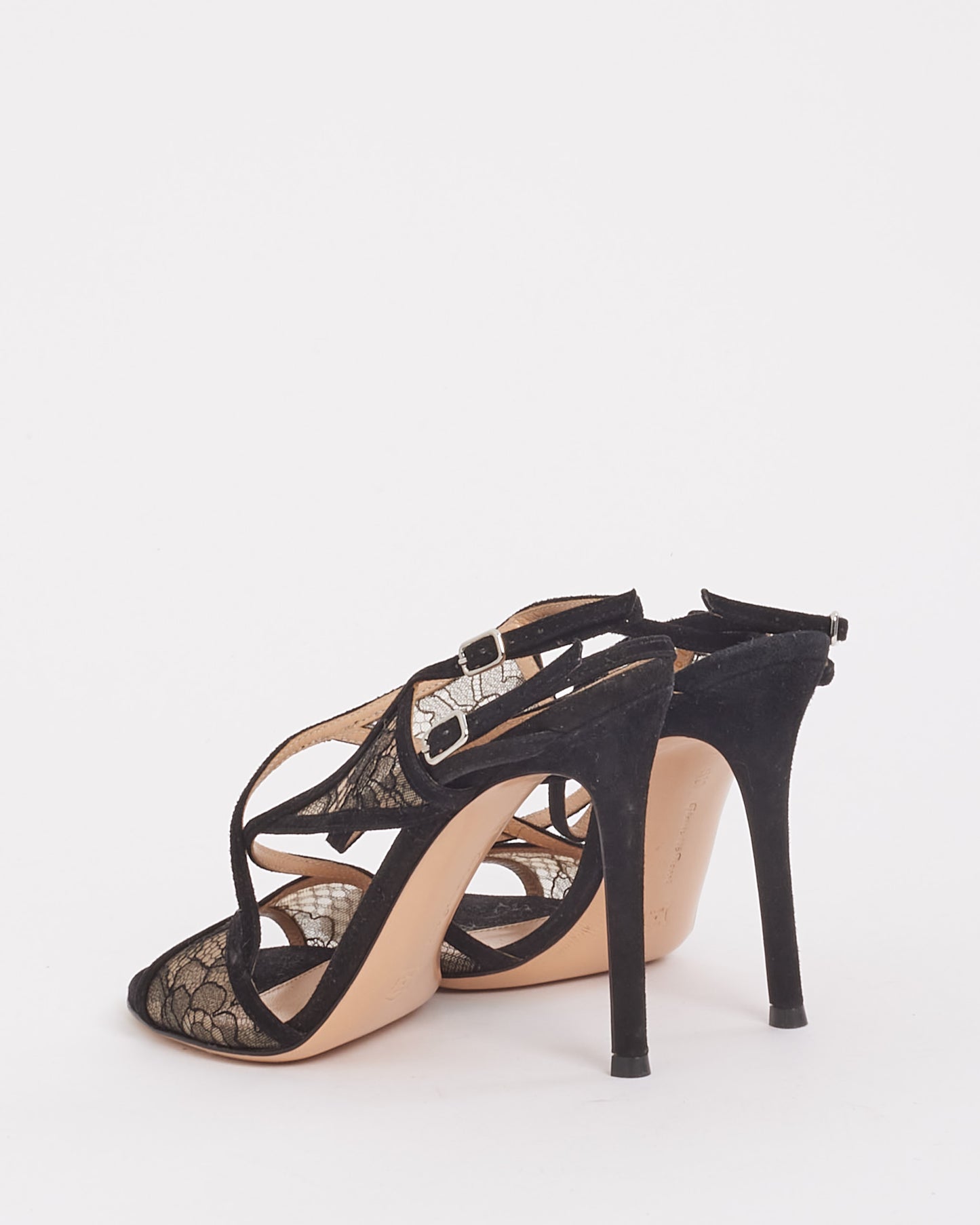 Gianvito Rossi Black Suede Leather& Lace Sandals - 35.5