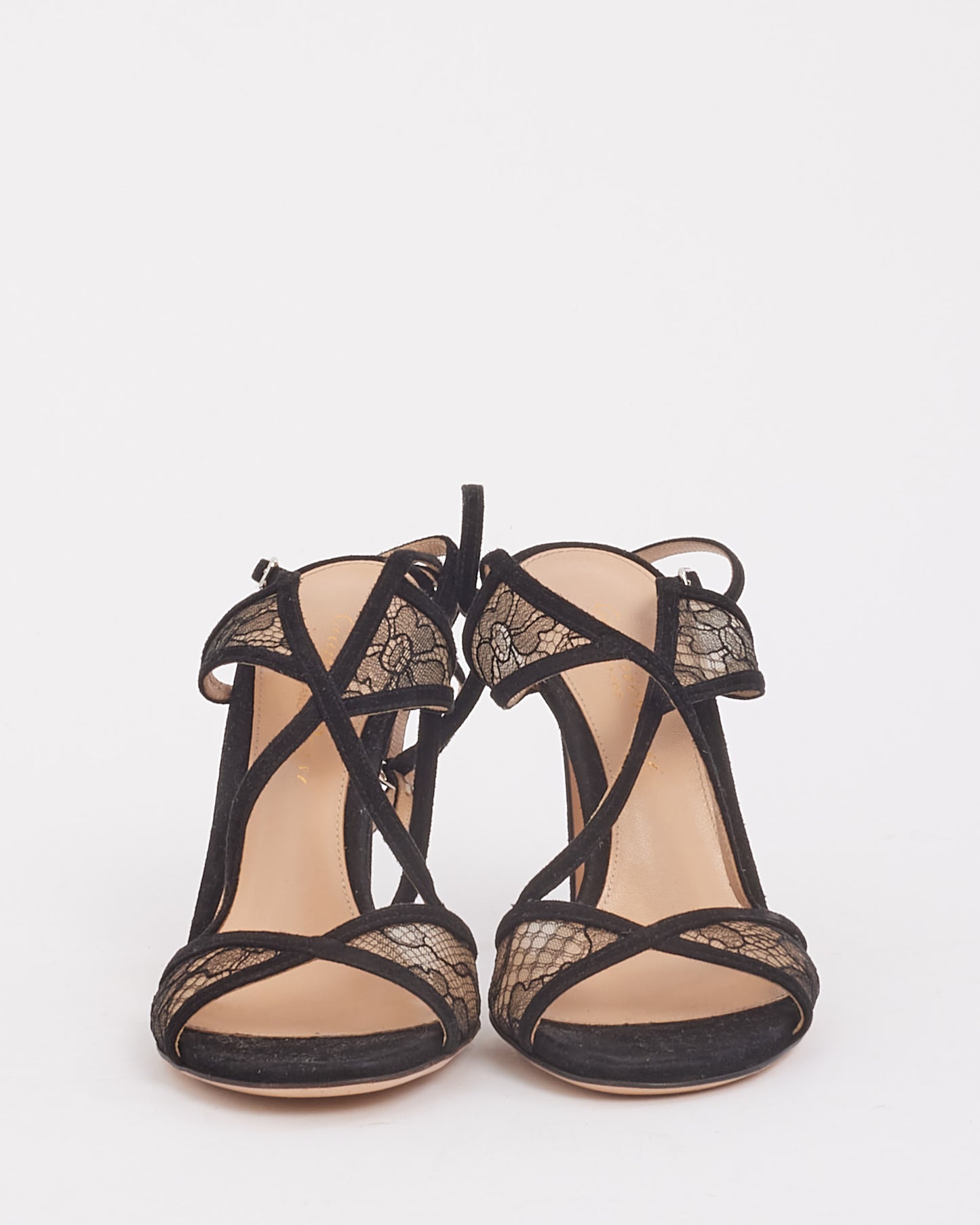 Gianvito Rossi Black Suede Leather& Lace Sandals - 35.5