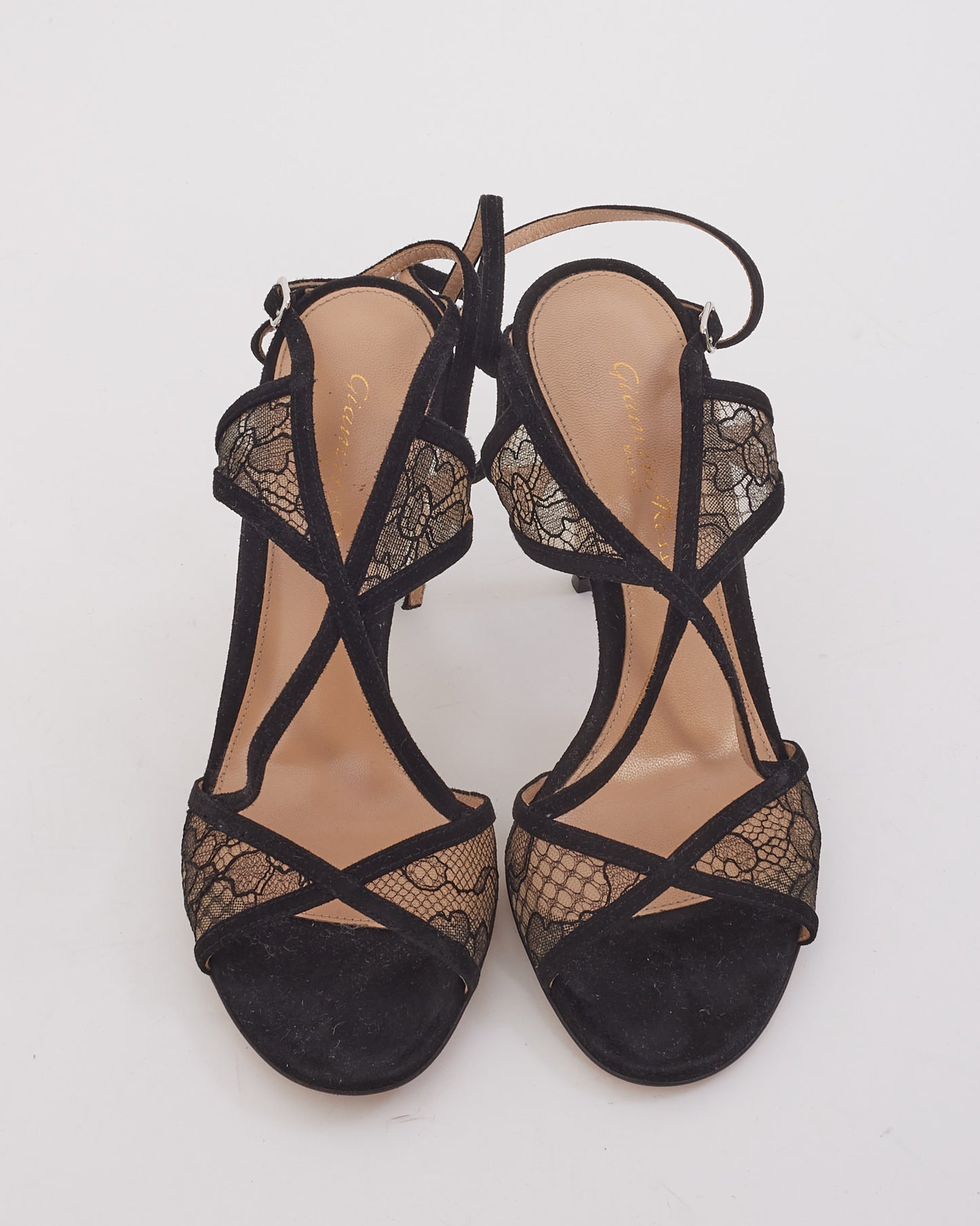 Gianvito Rossi Black Suede Leather& Lace Sandals - 35.5