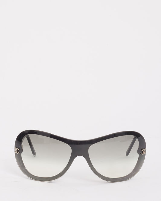 Chanel Black Acetate Shield 5066 Aviator Sunglasses