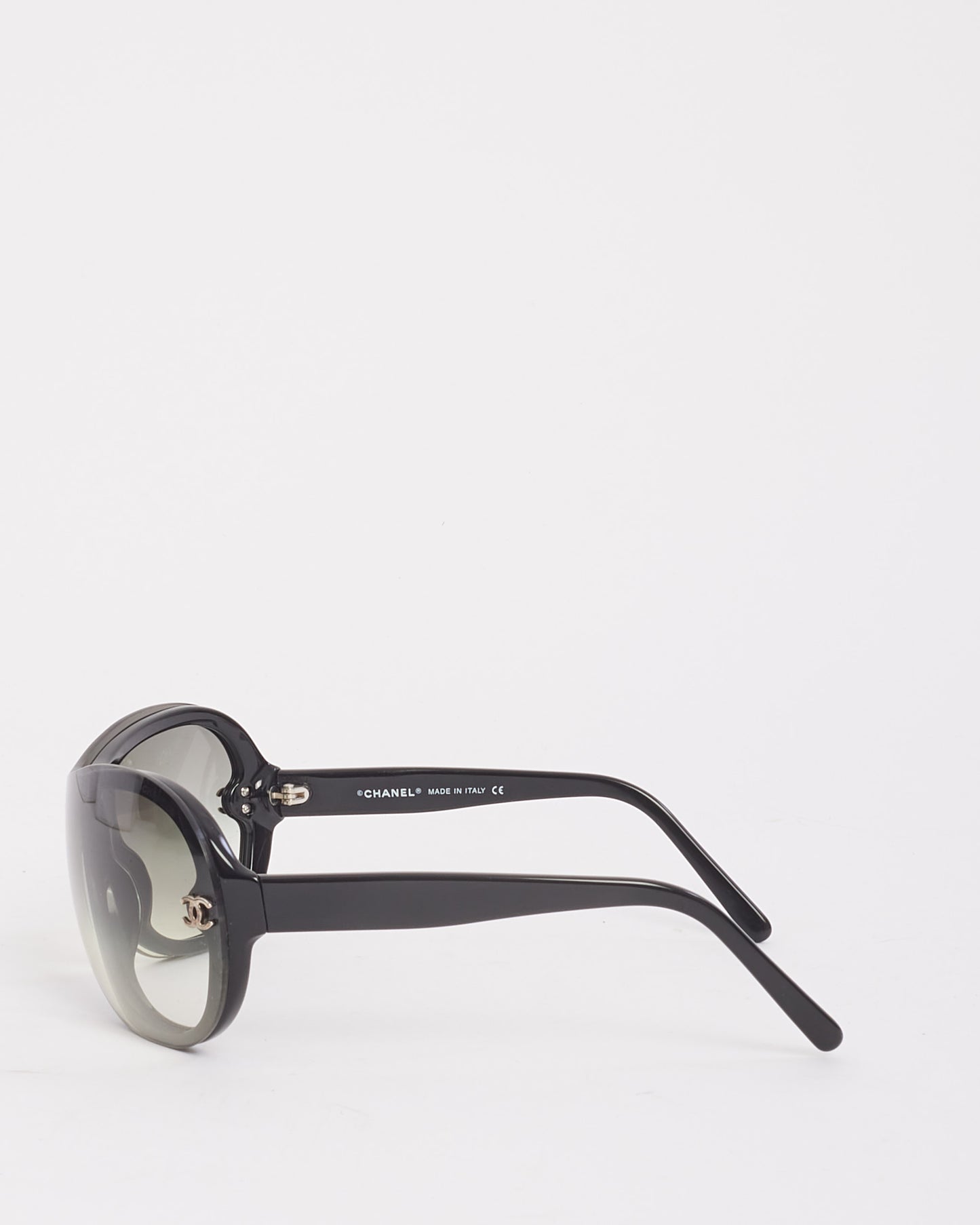 Chanel Black Acetate Shield 5066 Aviator Sunglasses