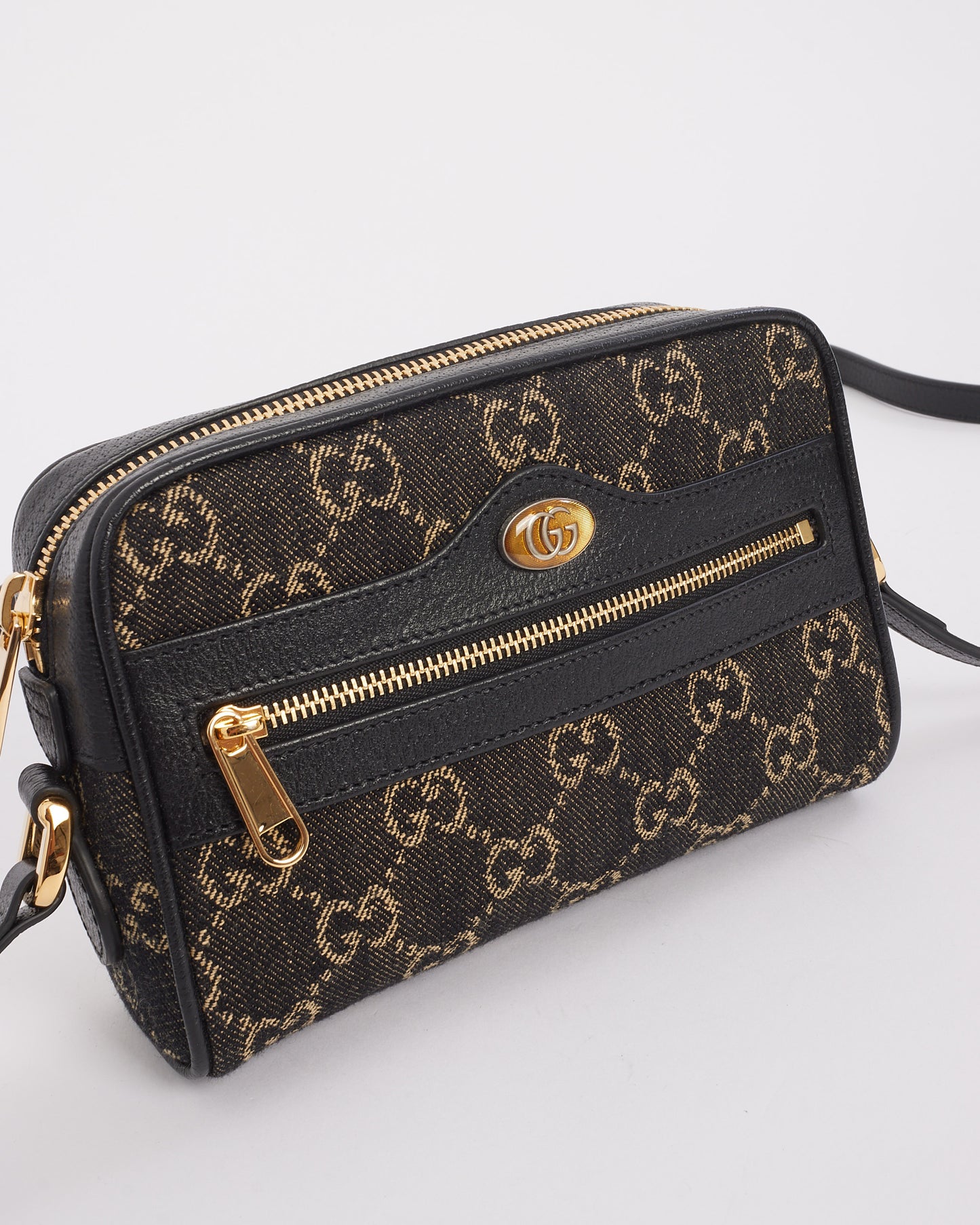 Gucci Black Denim Mini GG Ophidia Crossbody