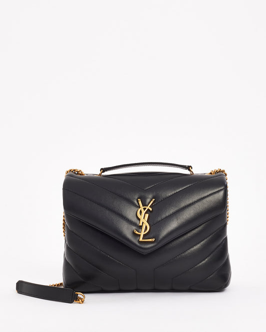 Saint Laurent Black Quilted 'Y' Leather Loulou Small Chain Bag