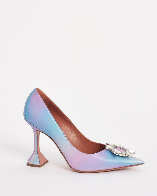 Amina Muadi Pink/Blue Leather Rainbow Fairy Shadow AM Crystal Begum Pumps - 40