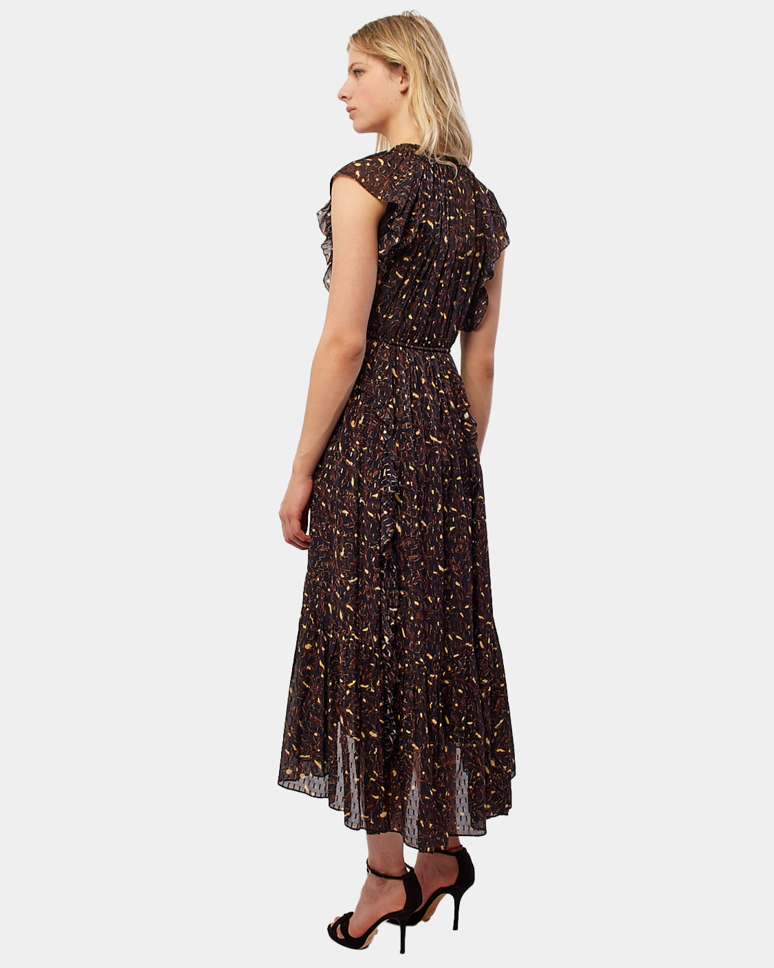 Ulla Johnson Black/Red/Beige Print Long Sheer Dress - 2