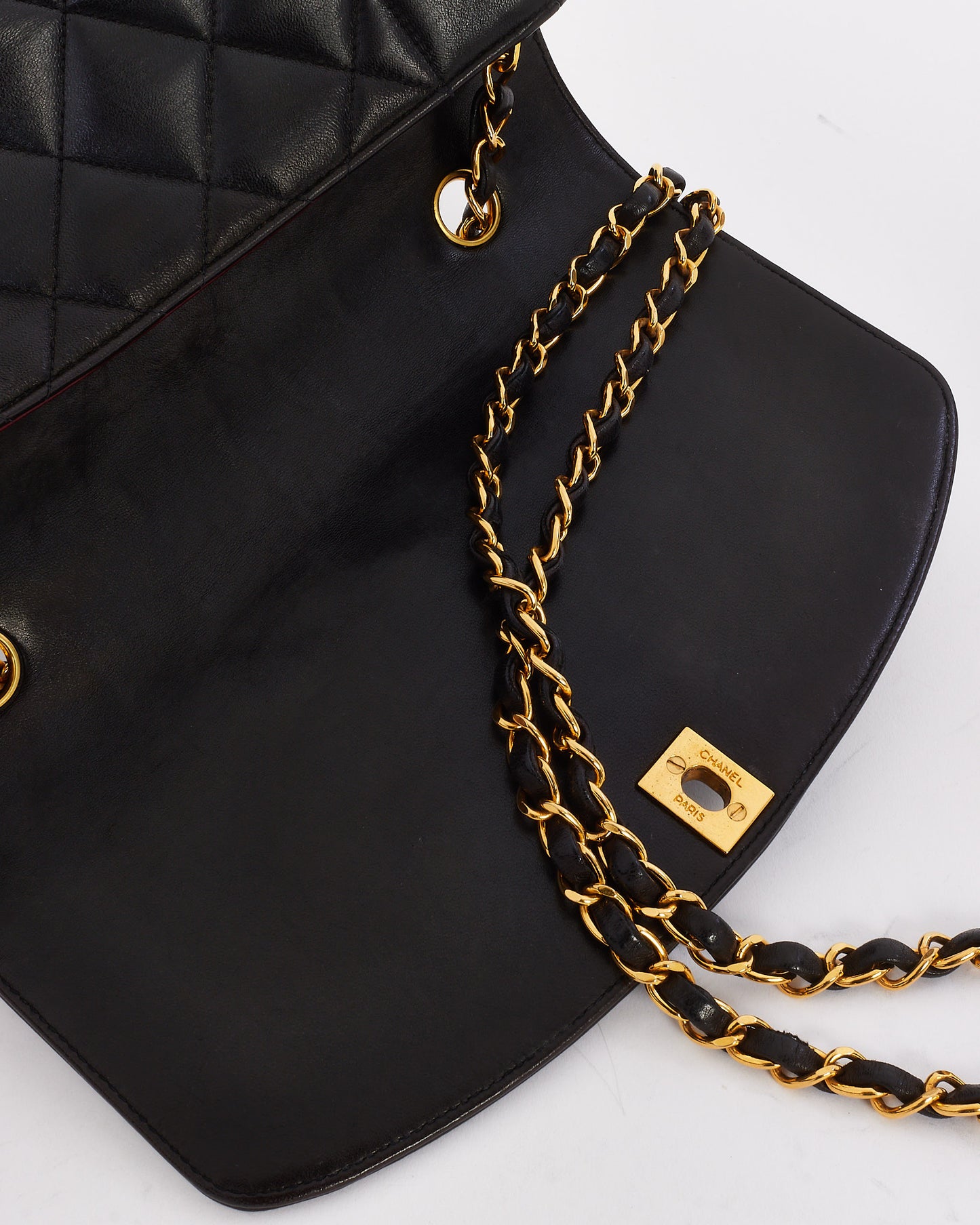 Chanel Vintage Black Leather Medium Diana Flap Shoulder Bag