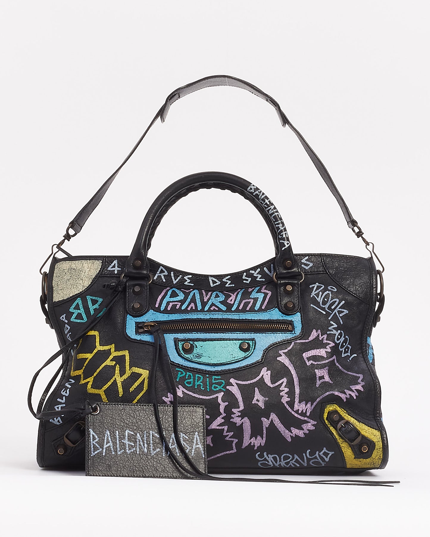 Balenciaga Sac Classic City Graffiti noir/multicuir