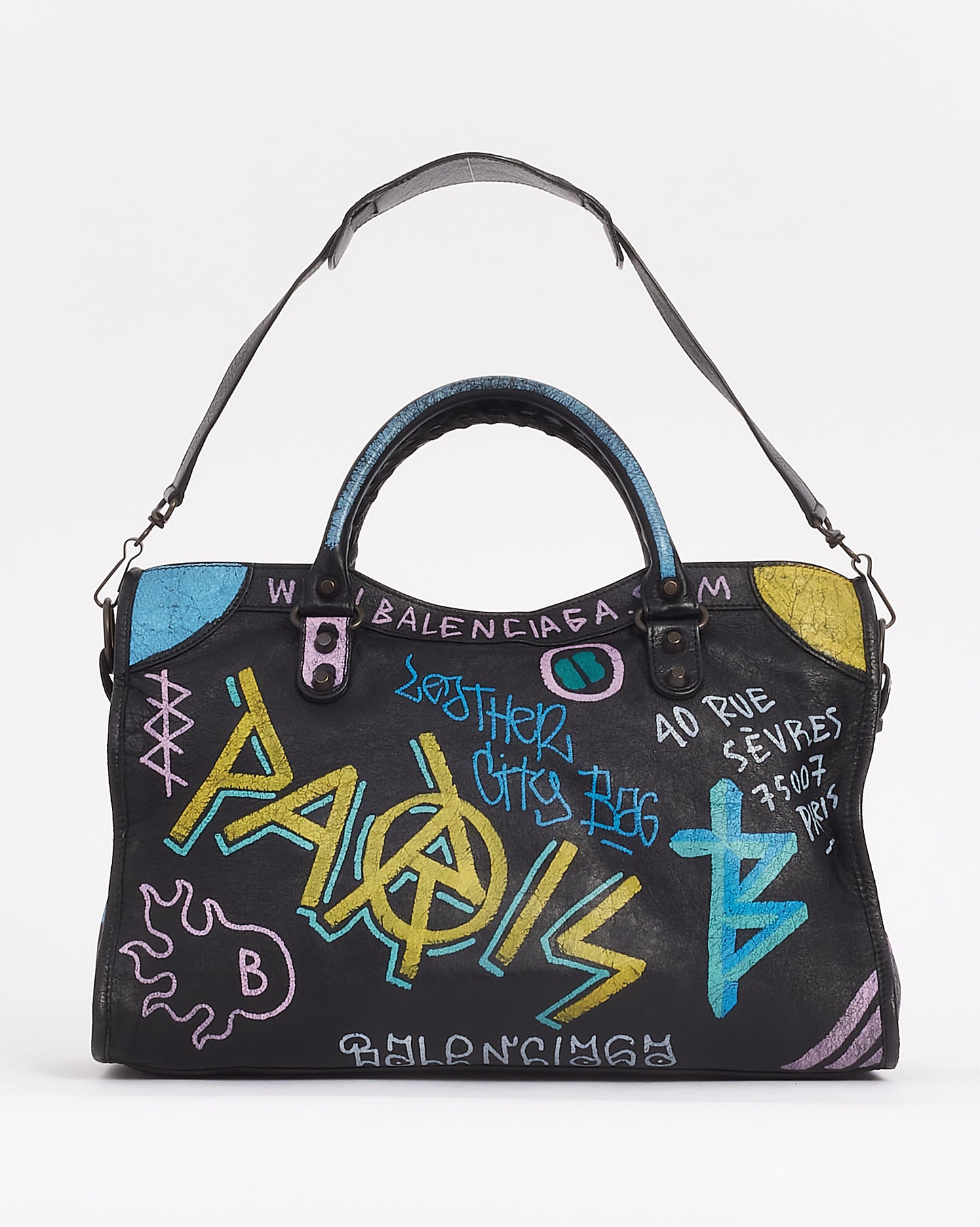 Balenciaga Sac Classic City Graffiti noir/multicuir